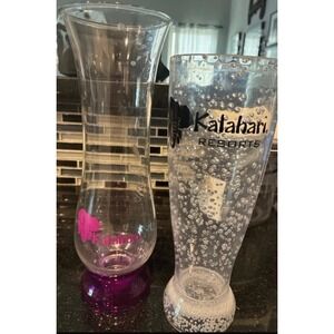 Kalahari Set Of Two Tall Drink Plastic Cups 20oz Pink  Hurricane Clear Refills